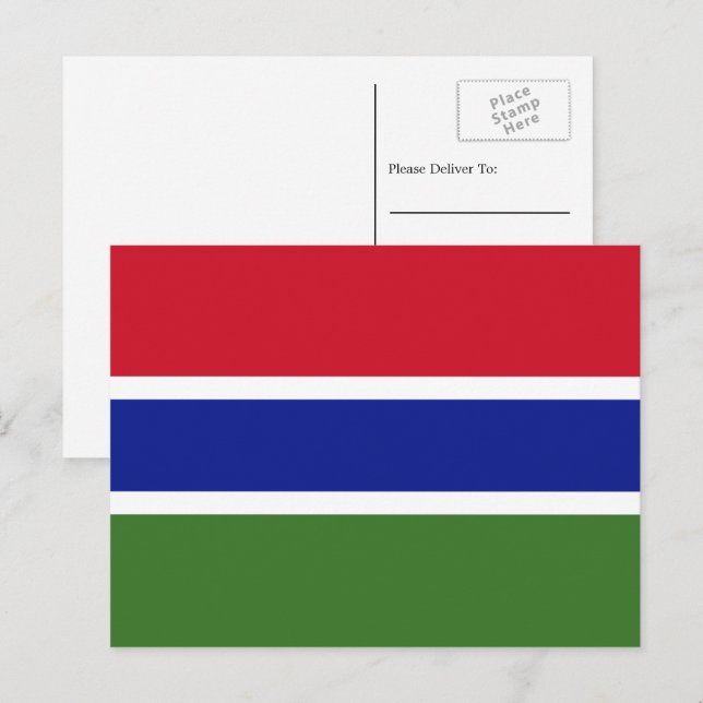 Carte Postale Drapeau gambien, Drapeau de la Gambie (Devant / Derrière)