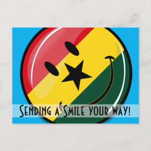 Carte Postale Drapeau Ghanéen glacé rond souriant