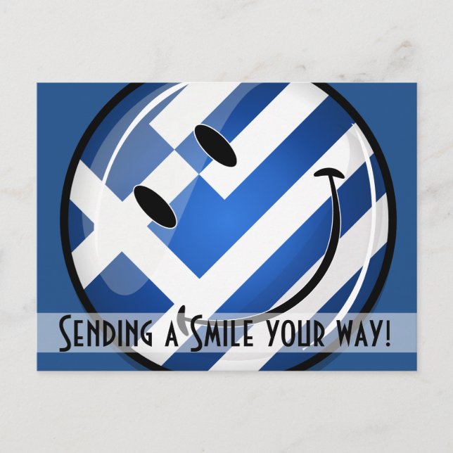 Carte Postale Drapeau grec souriant (Devant)
