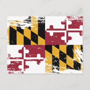 Carte Postale Drapeau Grunge Maryland