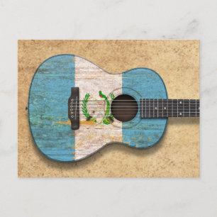 Carte Postale Drapeau guatémaltèque usé Guitare acoustique