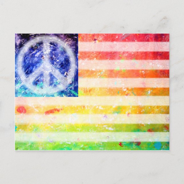 Carte Postale Drapeau hippie de paix Freak (Devant)
