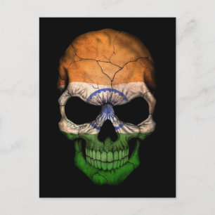 Carte Postale Drapeau indien crâne sur noir