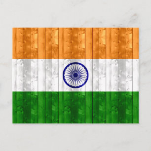 Carte Postale Drapeau indien en bois