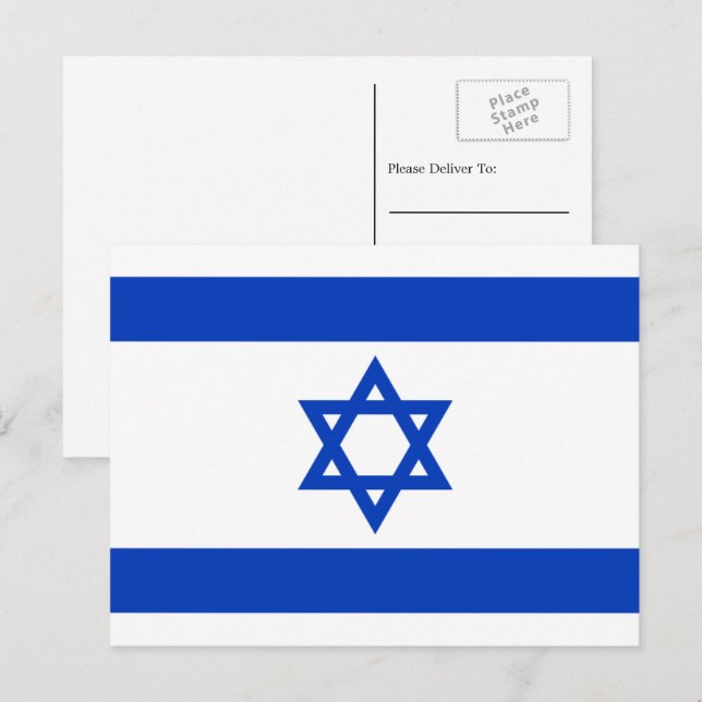 Carte Postale Drapeau israélien, Drapeau d'Israël (Devant / Derrière)