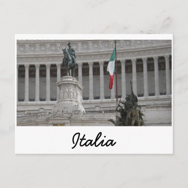 Carte Postale Drapeau Italien À Côté Des Ruines Romaines Ancienn (Devant)