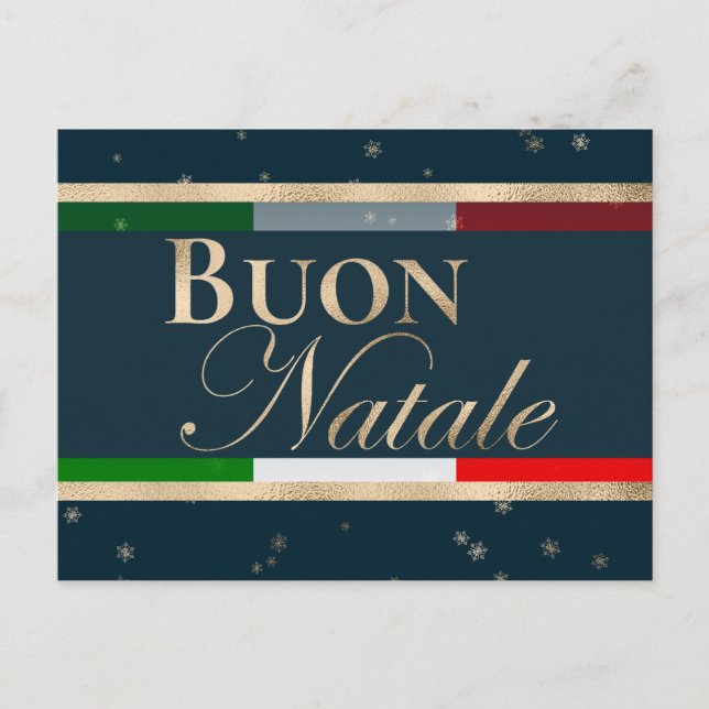 Carte Postale Drapeau italien Buon Natale sur Noël bleu (Devant)