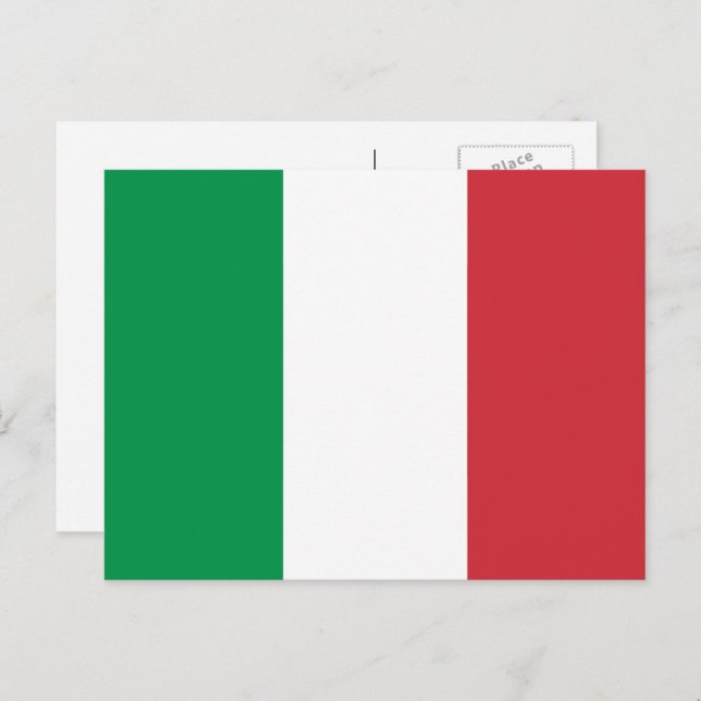 Carte Postale Drapeau italien, Drapeau italien (Devant / Derrière)
