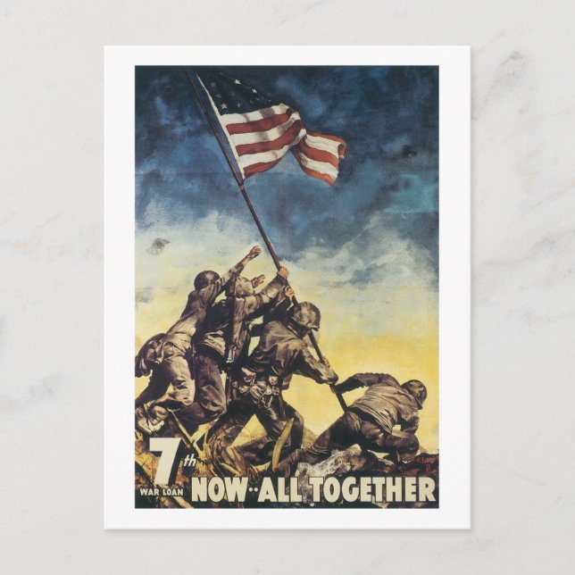 Carte Postale Drapeau Iwo Jima couleur couleur guerre graphique  (Devant)