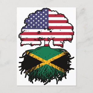 Carte Postale Drapeau Jamaïcain Américain USA Tree Roots