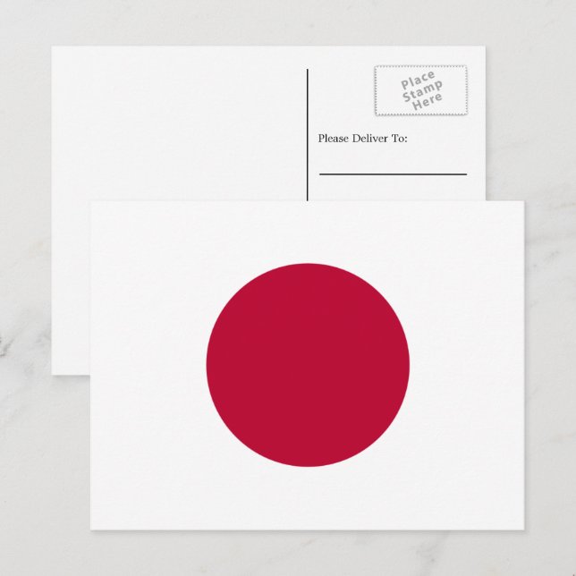 Carte Postale Drapeau japonais, Drapeau japonais (Devant / Derrière)