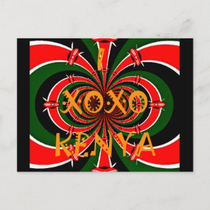 Carte Postale Drapeau Kenya d'inspiration africaine - Art Abstra