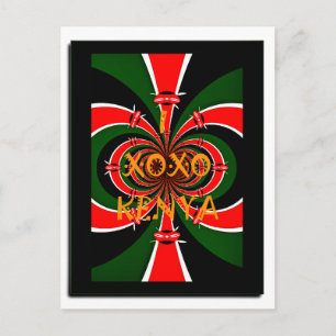 Carte Postale Drapeau Kenya d'inspiration africaine - Art Abstra