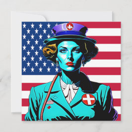 Carte postale Drapeau Lady America USA