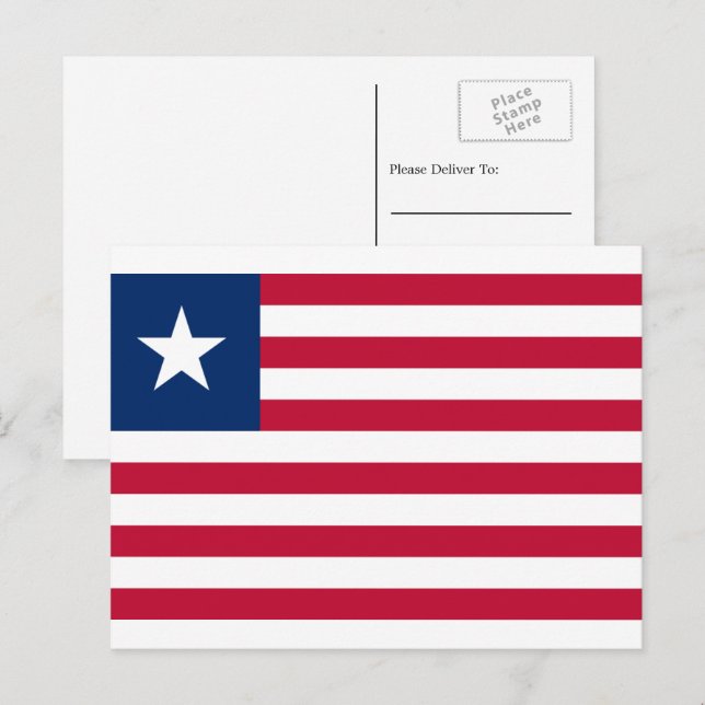 Carte Postale Drapeau libérien, Drapeau du Liberia (Devant / Derrière)