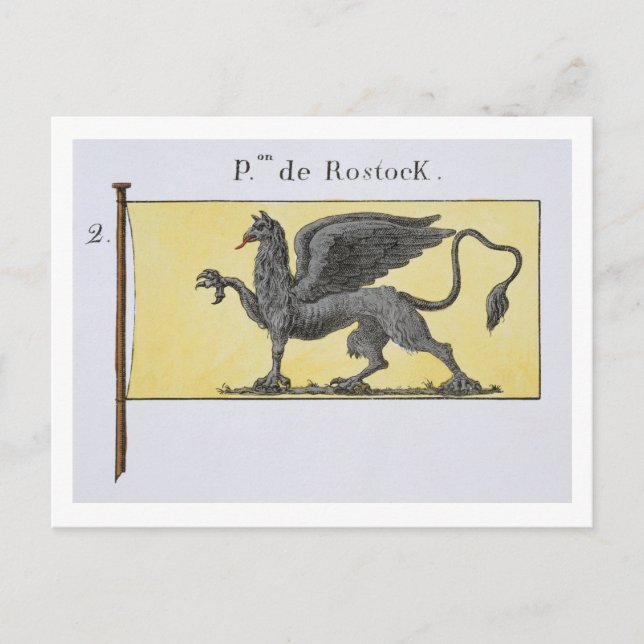 Carte Postale Drapeau maritime avec Emblème de Griffin dépeint d (Devant)