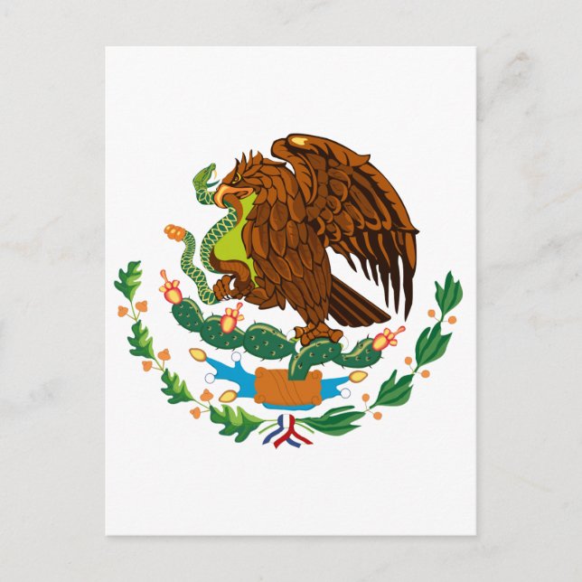 Carte Postale Drapeau mexicain / Armoiries mexicaines (Devant)