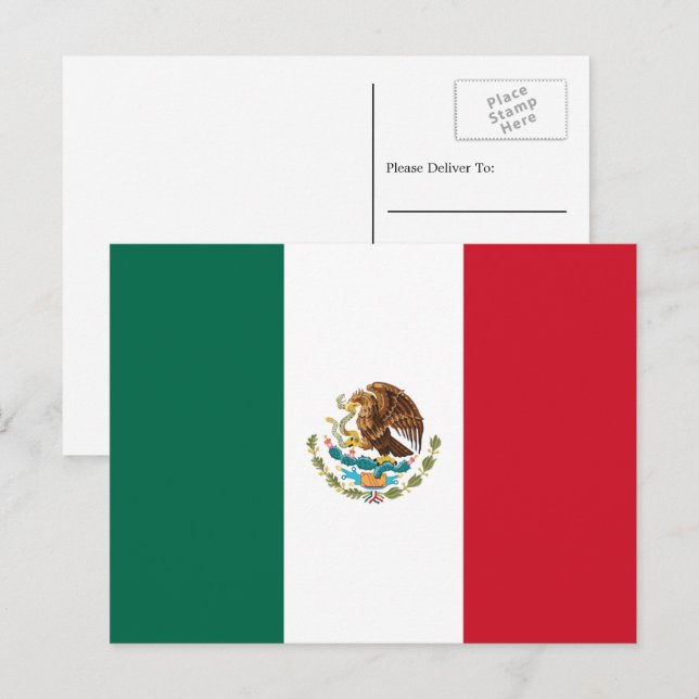 Carte Postale Drapeau mexicain, Drapeau du Mexique (Devant / Derrière)