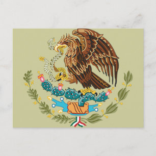 CARTE POSTALE DRAPEAU MEXICAIN - STYLE MEXIQUE - MANTEAU D'ARMES