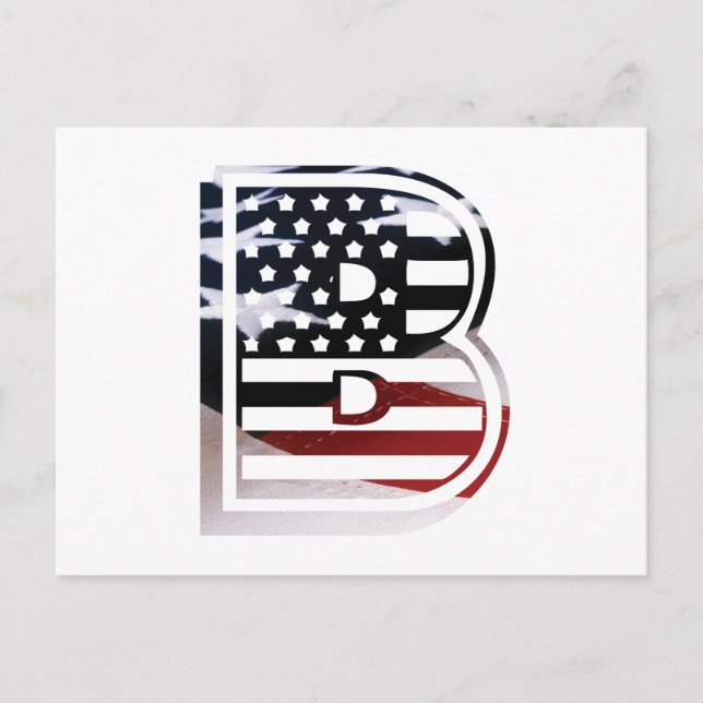 Carte Postale Drapeau Monogramme B USA (Devant)