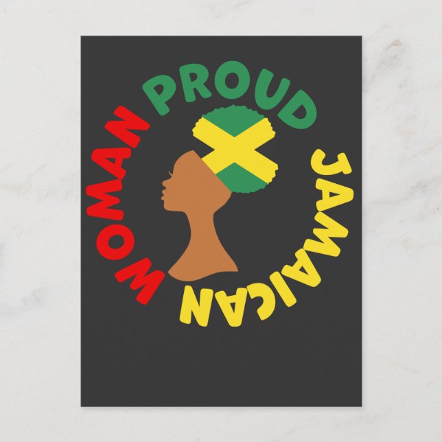 Carte Postale Drapeau national jamaïcain Femme jamaïcaine fière  (Devant)