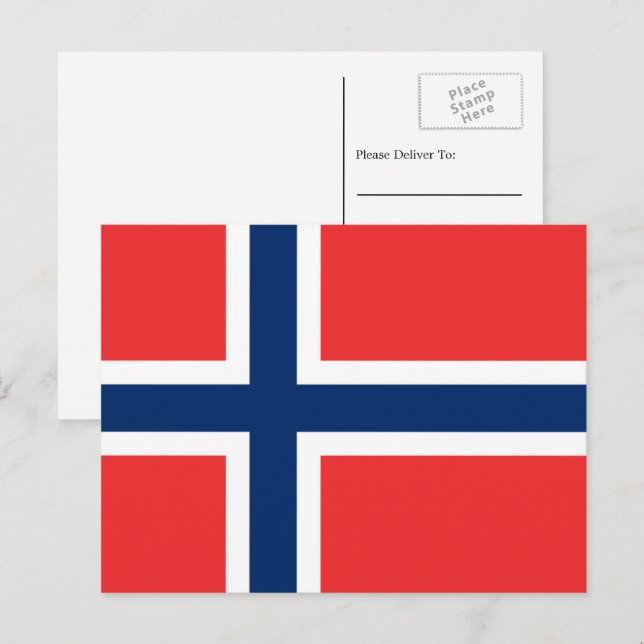 Carte Postale Drapeau norvégien, Drapeau norvégien (Devant / Derrière)