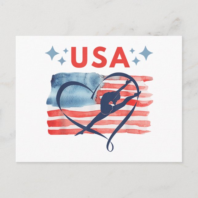 Carte Postale Drapeau patriotique américain Gymnastique Design p (Devant)