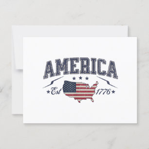 Carte Postale Drapeau patriotique américain USA Est 1776 4 juill
