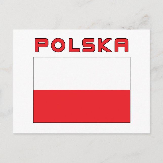 Carte Postale Drapeau Polonais Avec Polska (Devant)