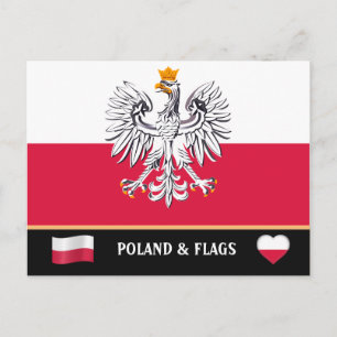 Carte Postale Drapeau polonais & Pologne - voyage, vacances /spo
