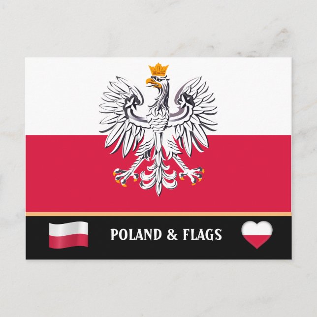 Carte Postale Drapeau polonais & Pologne - voyage, vacances /spo (Devant)