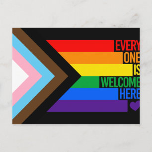 Carte Postale Drapeau Progress Pride (Tout le monde est le bienv