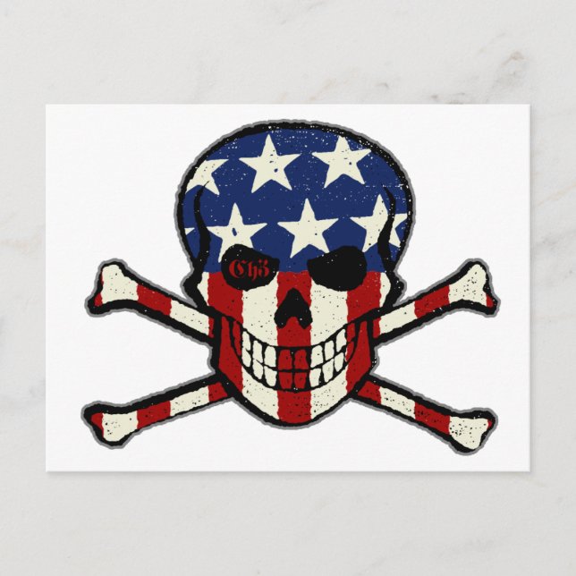 Carte Postale Drapeau Punisher Skull Americana (Devant)