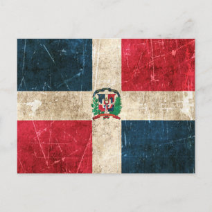Carte Postale Drapeau rayé vintage de la République Dominicaine