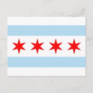 Carte Postale Drapeau Red Stars Chicago Bleu et Blanc