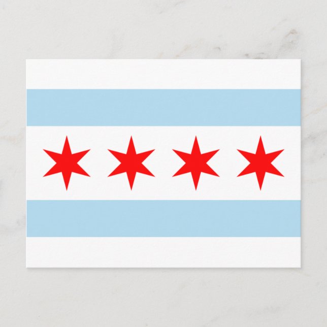 Carte Postale Drapeau Red Stars Chicago Bleu et Blanc (Devant)