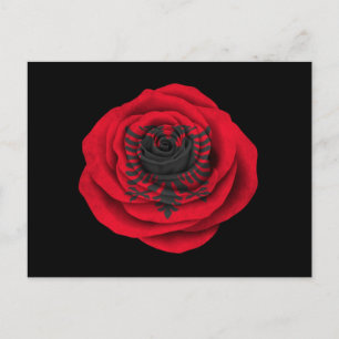 Carte Postale Drapeau Rose albanais en noir