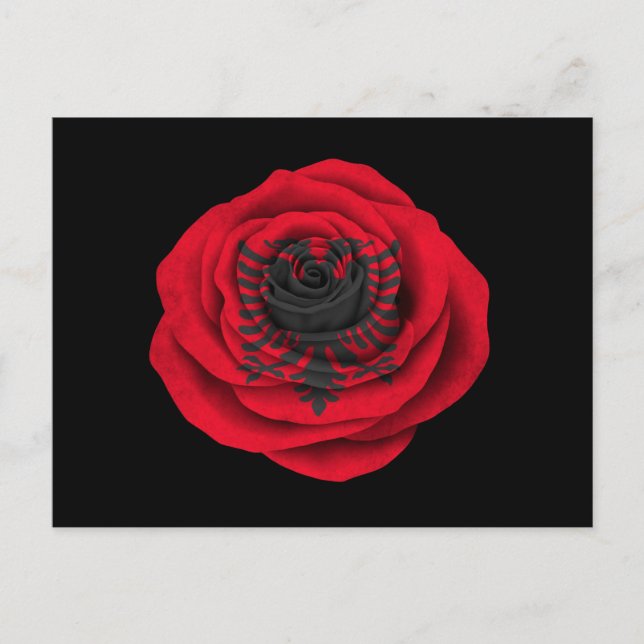 Carte Postale Drapeau Rose albanais en noir (Devant)