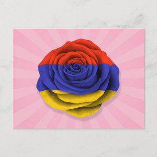 Carte Postale Drapeau Rose arménien rose