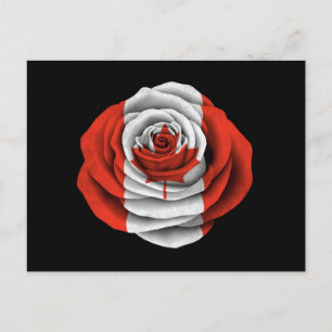Carte Postale Drapeau Rose canadien sur noir