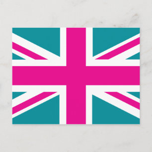 Carte Postale Drapeau rose de choc Union Jack British (UK)