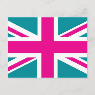 Carte Postale Drapeau rose de choc Union Jack British (UK)