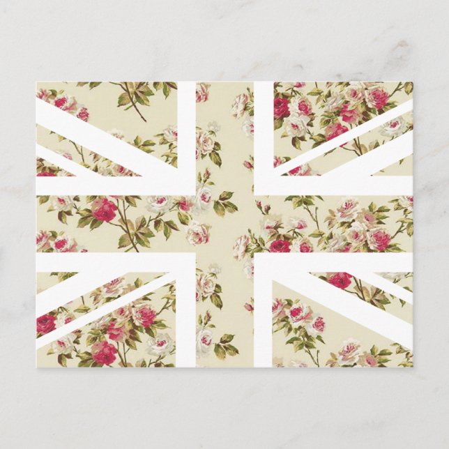 Carte Postale Drapeau rose d'Union Jack les Anglais (R-U) de cru (Devant)