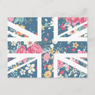 Carte Postale Drapeau Rose vintage Union Jack British (UK)