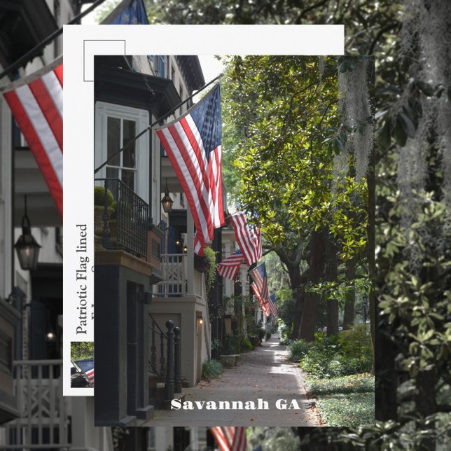 Carte Postale Drapeau Savannah Georgia Lined E Jones St Photogra (Créateur téléchargé)