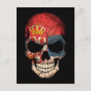 Carte Postale Drapeau serbe en noir