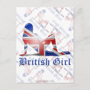 Carte Postale Drapeau Silhouette de la fille britannique