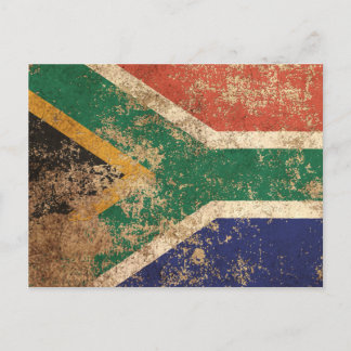 Carte Postale Drapeau sud-africain vieilli brut