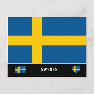 Carte Postale Drapeau suédois & voyage de pays suédois / Suède