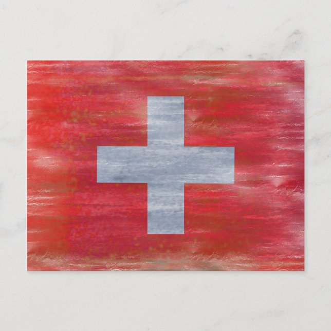 Carte Postale Drapeau suisse en détresse (Devant)